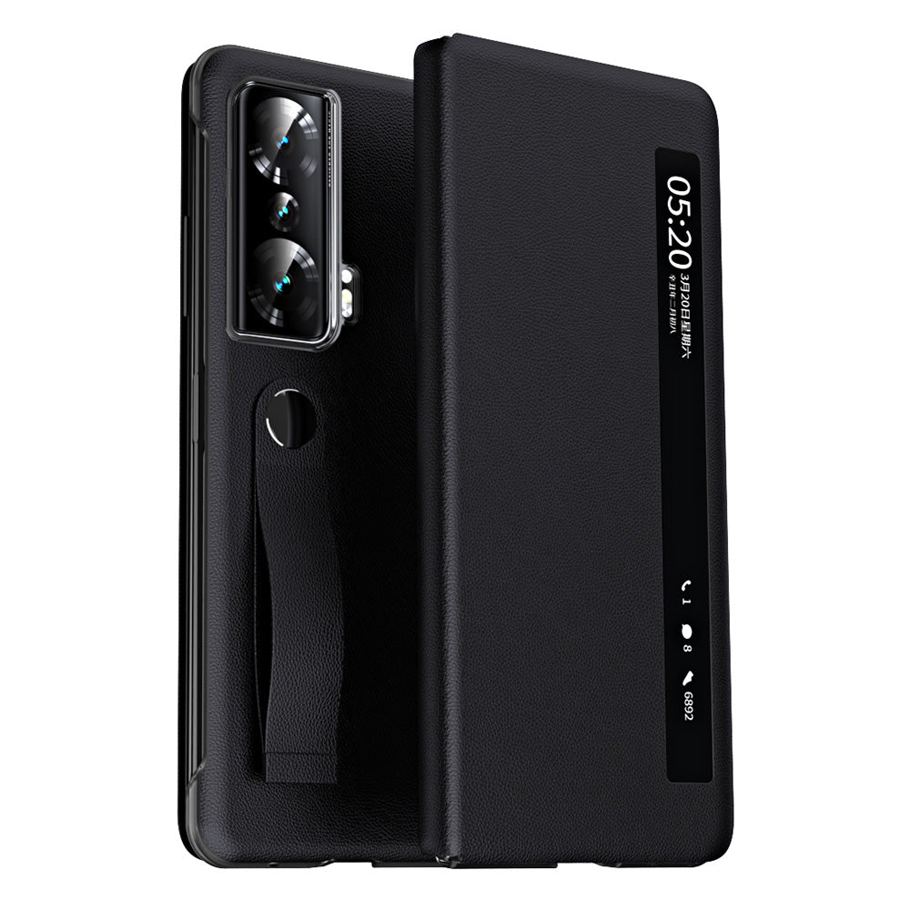 For Honor Magic Vs 5G View Window PU Leather PC Flip Case Stand Cover with Portable Hand Grip Strap For Honor Magic Vs 5G View Window PU Leather PC Flip Case Stand Cover with Portable Hand Grip Strap